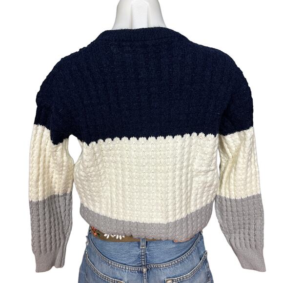 Navy & Gray Colorblock Crewneck Sweater MEDIUM Oversize Soft Boyfriend Zulily - Picture 4 of 8